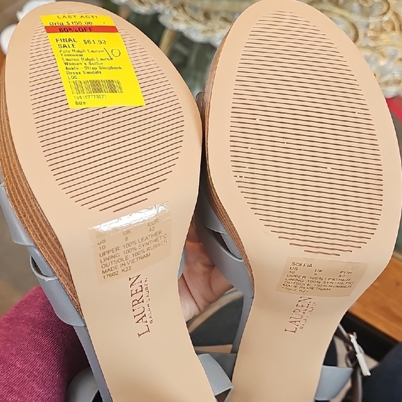 Lauren Ralph Lauren Gray Strappy Block Heels - Picture 10 of 12